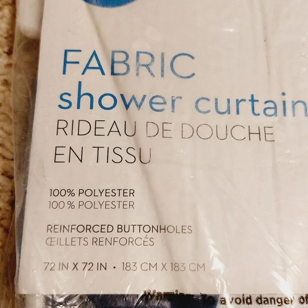 Eucalyptus Leaves Fabric Shower Curtain White & Navy Blue NWT Nature 72 x 72